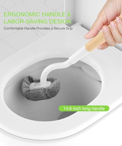 Toilet Bowl Brush and Holder, OSCIOSS Toilet Brush Set with Ergonomic Design, Compact Size, Durable Bristles, RV Toilet Brushes & Holders for Dead Corner Clean (Natural, 1pack)