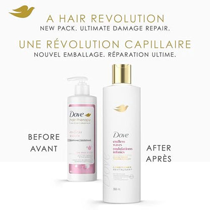 Dove Endless Waves Damage Therapy Shampoo & Conditioner, 355 mL, 4 Pack | For textured strands, this duo enhances natural movement and shine without weighing hair down