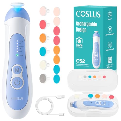 COSLUS C52 Baby Nail Trimmer Rechargeable, CPC Certified & Quiet, Baby Blue