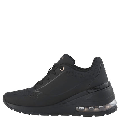 Skechers Women's Million Elevated Air Sneaker, Black, 8.5