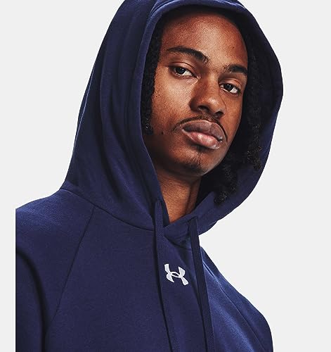 Under Armour Mens Rival Fleece Hoodie, (410) Midnight Navy / / White, Large