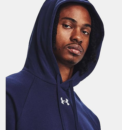 Under Armour Mens Rival Fleece Hoodie, (410) Midnight Navy / / White, Large