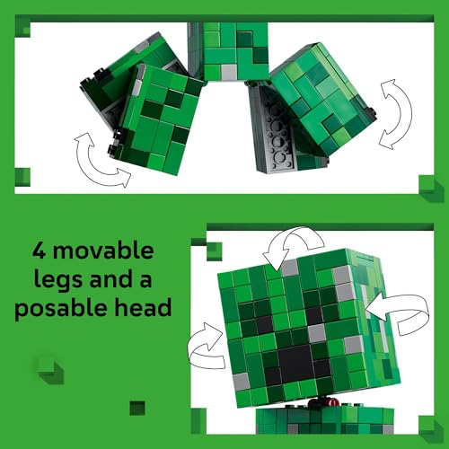 LEGO Minecraft The Creeper Kids Building Toy - Minecraft Toy for Boys & Girls, Ages 10+ - Room Decor for Gamers -W/ 1st Version Minifigure - Gift for Birthdays - 21276
