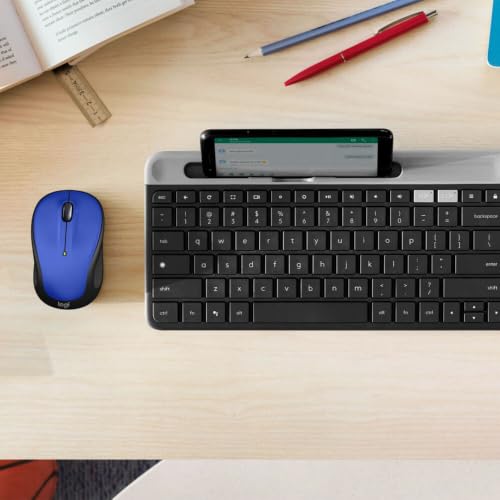 Logitech M325s Compact Ambidextrous 2.4 GHz Wireless Mouse - Blue | Ambidextrous with 2.4 GHz USB-A Nano Receiver, 1000 dpi optical tracking, 18-months battery life, PC, Mac, laptop compatible