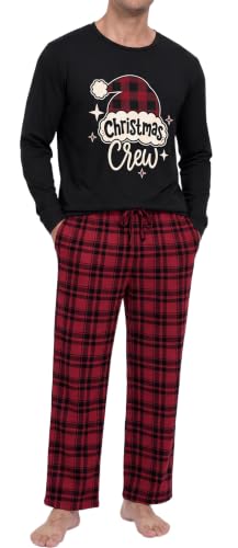PrinStory Mens Soft Pajama Set Long Sleeve Sleepwear Loungewear S-2XL | Lightweight Pj Sets