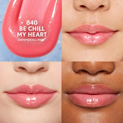 COVERGIRL Clean Fresh Yummy Gloss, 840 Be Chill My Heart, Plumper Gloss, Glassy Shine, Vegan Formula, Volumizing Lip Plumper, Cooling, Easy to Apply, Minty Flavor