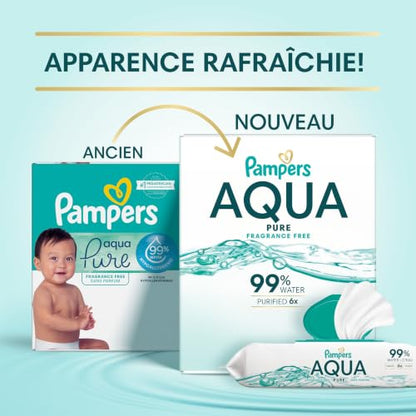Pampers Aqua Pure Baby Wipes, 99% Water, Fragrance Free, 672 Baby Wipes Total (12X Flip-Top Packs)
