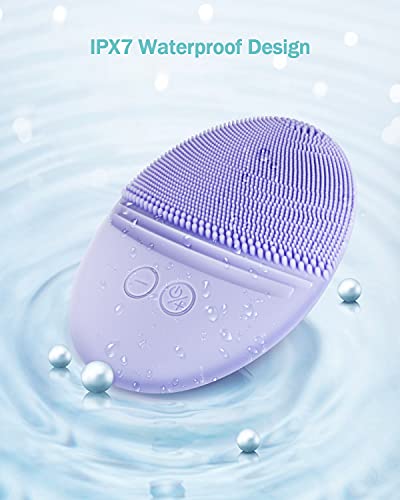 EZBASICS Face Scrubber Soft Silicone Sonic Face Brush Waterproof, Violet
