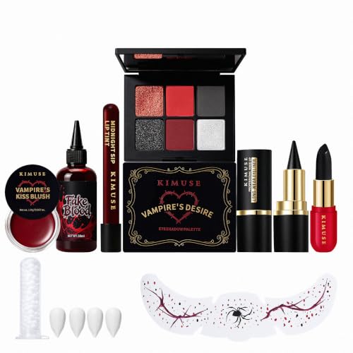 KIMUSE Halloween Vampire Makeup Kit, 8-Piece Goth SFX Costume Set