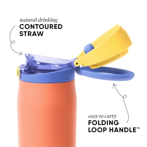 Simple Modern Mesa Loop Water Bottle with Straw | 30oz Cup Holder Friendly Insulated Stainless Steel Bottles for Travel, Sports and School | Mango