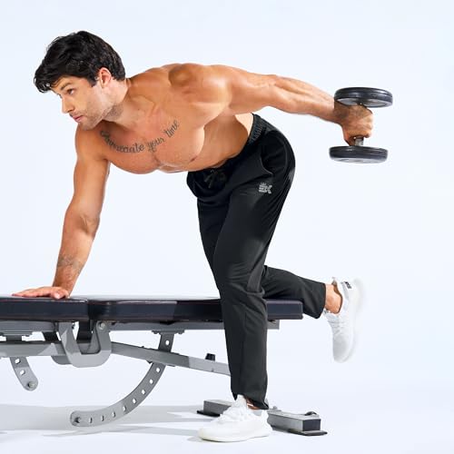 BROKIG Mens Workout Sweatpant Zip Pocket Jogging Track Pant(Black,XL)