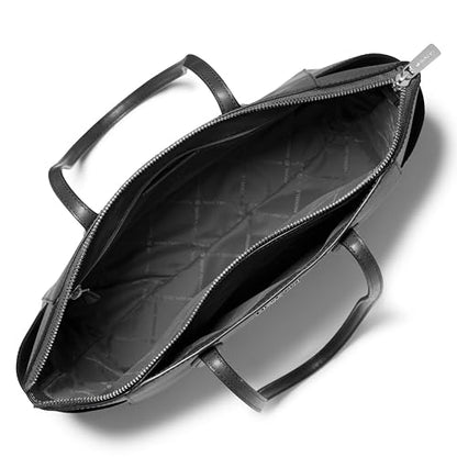Michael Kors womens Marilyn Medium Top Zip Tote, Silver-tone Hardware/Black, 15.5 inches x 10 inches x 4.5 inches
