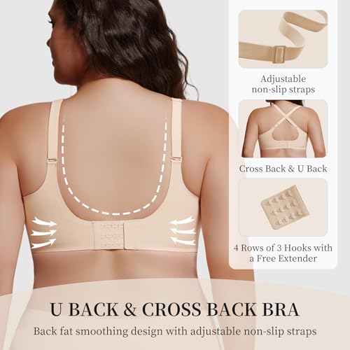 UIMERO Jelly Wireless Bra for Women Wave Neck Seamless Comfortable Gel Bras | No Underwire Comfortable Bra, Everyday Sleeping T-Shirt Bra, Criss-Cross Back, Semi-fixed Cups, Seamless & Invisible