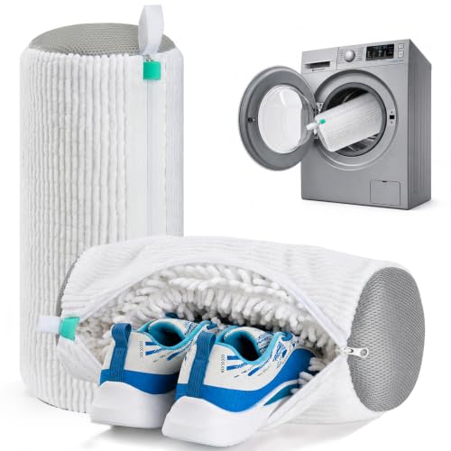 Shoe Washing Machine Bag Laundry Shoe Bag for Washer and Dryer Reusable 2pc Shoe Cleaning Bags for Sneakers 360° Deep Cleaning Machine for All Shoes Types Tennis with Self-Locking Zipper