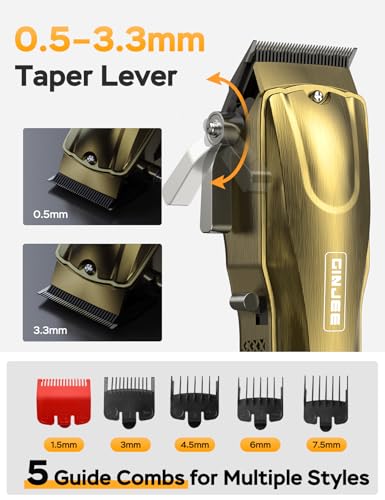 GinJee Professional Cordless Hair Clippers for Men, Gold