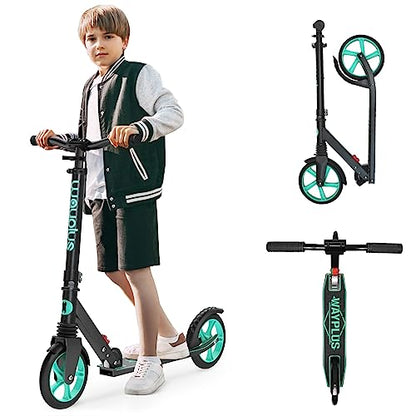 WAYPLUS Kick Scooter for Ages 6+,Kid, Teens & Adults. Max Load 240 LBS. Foldable, Lightweight, 8IN Big Wheels for Kids, Teen and Adults, 4 Adjustable Levels. Bearing ABEC10