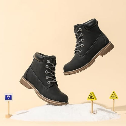 Bruno Marc Boy's Winter Snow Boots Outdoor Ankle Boot,Black,2 Little Kid | Superior Warm,Winter,Water-Repellent Upper,Lace-Up Adjustable Fit,Anti-Slip TPR Outsole