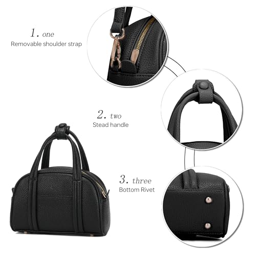 Goinsound Small Top Handle Bags for Women Structured Shoulder Handbags | Adjustable Crossbody Shoulder Strap, Zipper Closure, Travel Everyday Going Out Work Casual, Black