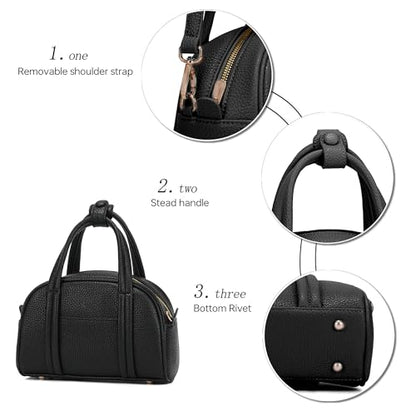 Goinsound Small Top Handle Bags for Women Structured Shoulder Handbags | Adjustable Crossbody Shoulder Strap, Zipper Closure, Travel Everyday Going Out Work Casual, Black