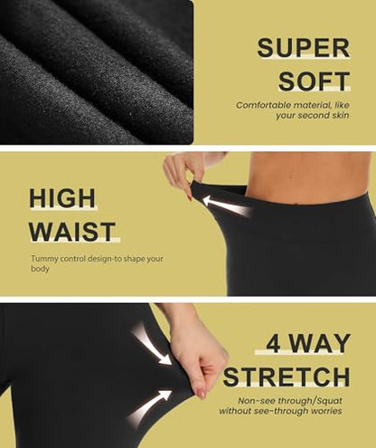 8" Biker Shorts Women - High Waisted Tummy Control Summer Soft Compression Plus Size Shorts for Yoga Workout Gym Athletic Black
