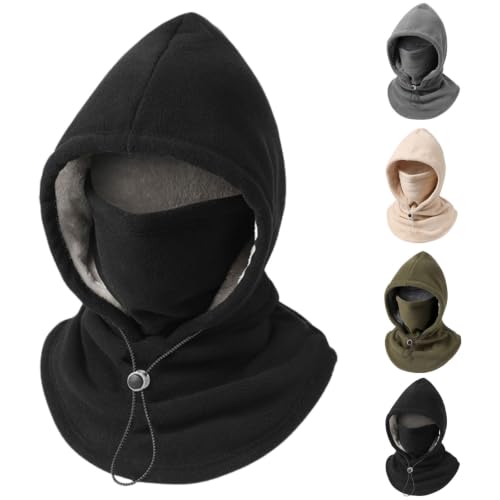 3 in 1 Winter Balaclava Ski Mask Fleece Double Layer Face Cover Hat | Men Women Winter Windproof Warm Hooded Hat, Face Ear, Neck Cover, Adjustable Designed for Skiing, Snowboarding, Outdoor