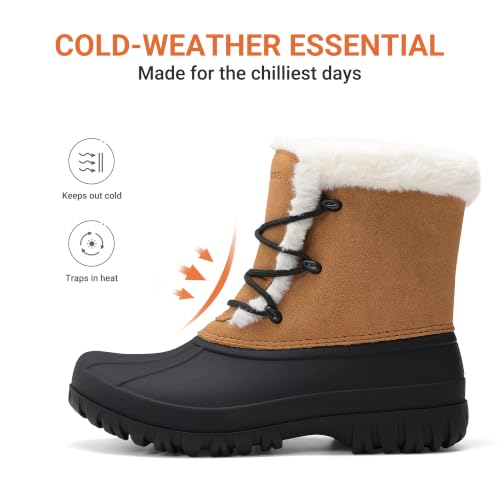 DREAM PAIRS Women's Waterproof Winter Snow Boots,Chestnut,9