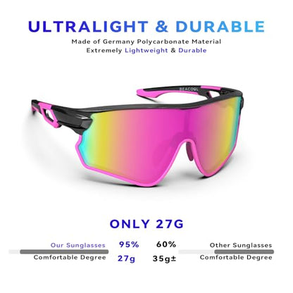 BEACOOL Polarized Sports Sunglasses for Men Women Youth Baseball Fishing Cycling Running Hiking Motorcycle Tac Glasses UV400
