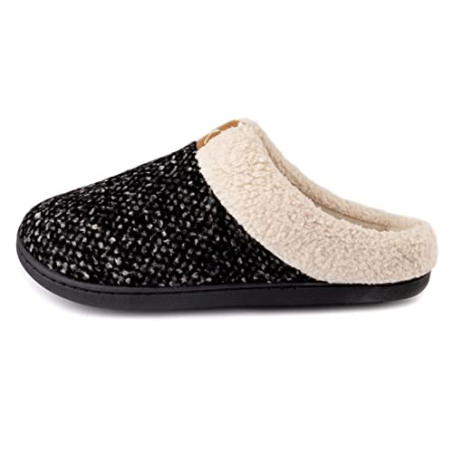 ULTRAIDEAS Women's Cozy Memory Foam Slippers, Dark Black, CA 11-12