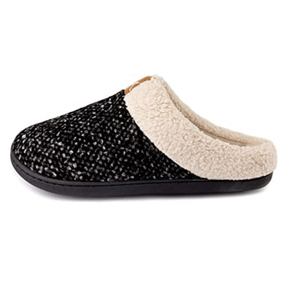 ULTRAIDEAS Women's Cozy Memory Foam Slippers, Dark Black, CA 11-12