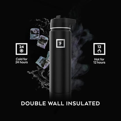 IRON °FLASK Insulated Water Bottle with Straw 24 Ounce - Stainless Steel Double Walled Camping & Hiking Hydration Flask - Vacuum Leak Proof BPA Free - Travel Sports Gym