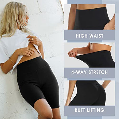 DHSO Biker Shorts for Women, 8" High Waisted Summer Spandex Workout Tights