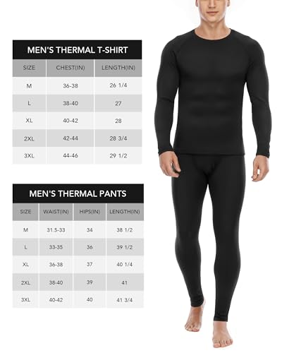 Thermal Underwear for Men Fleece Lined Long Johns Base Layer Sports Long Sleeve Compression Tops and Bottom Set