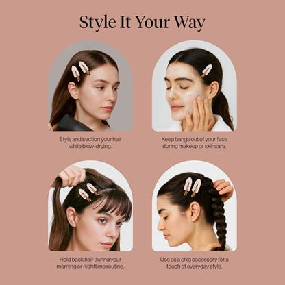 Kitsch Creasless Hair Clips for Women 4pcs - Cherry Print | No Crease, No Bend Hair Clips for Styling, Bangs, Makeup Application, Face Wash – Recycled Acrylic Hair Accessories