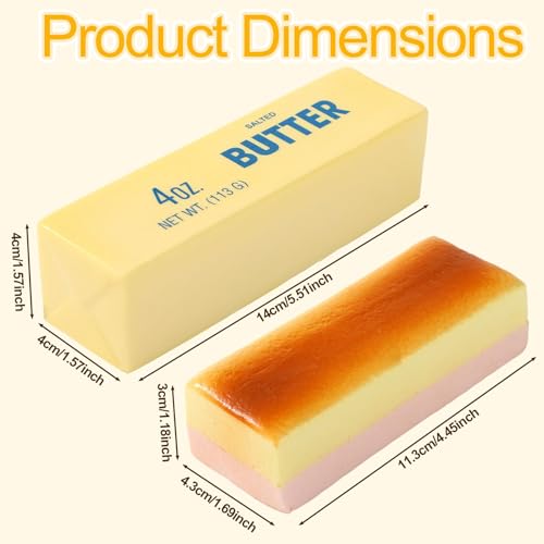 Sinbana Squeeze Butter Toy, PU Funny Slow Rising Butter Stick & Cheese Squeeze Toy for Office School Home Anxiety Relieving and Decompression Imitation Gifts