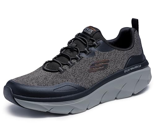 Skechers Men's D'lux Walker 2.0 Steadyway Sneaker, Black/Charcoal, 10