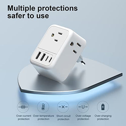 VYLEE European Travel Plug Adapter, Type C Foldable Power Adaptor [1 Pack]