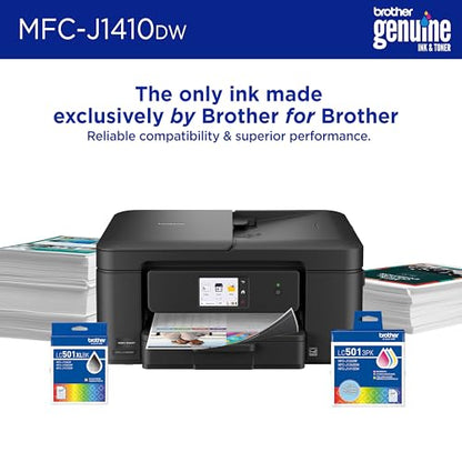 Brother Work Smart 1410 Wireless Color Inkjet All-in-One Printer with 2.7” Color Touchscreen and Automatic Duplex Printing | Includes Refresh Subscription Trial(1) (MFC-J1410DW)