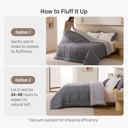 Bedsure King Duvet Insert - Quilted Comforter Dark Grey Room Decor, 102x90 | Down Alternative Comforter, All Season Quilted Duvet with Corner Tabs, for Bed Machine Washable