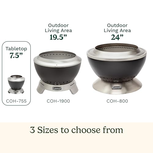 Cuisinart 7.5" Clean Burn Smokless Tabletop Fire Pit, Lightweight, Easy Clean Removable Base for Ash, Small Outdoor Heater for Patio, Camping & RV (COH-755C)