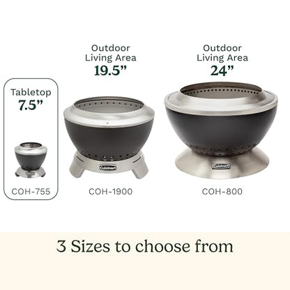 Cuisinart 7.5" Clean Burn Smokless Tabletop Fire Pit, Lightweight, Easy Clean Removable Base for Ash, Small Outdoor Heater for Patio, Camping & RV (COH-755C)