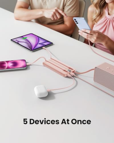 Coowisty 10000mAh Portable Charger for iPhone, Built in 4 Cables Power Bank