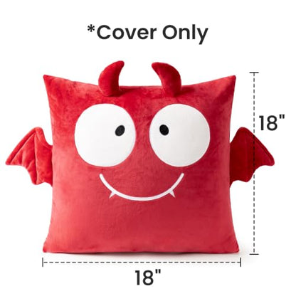 AELS Halloween Cute Monster Pillow Covers 18x18 Inch, Set of 2, Plush Spooky Throw Pillow Covers, Soft Decorative Cushion Cases for Couch Sofa Bedroom, Gothic Halloween Home Decor, Black and Red