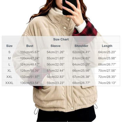 Winter Jacket for Women Fall Jackets for Women Stylish Padded Jackets Solid Two Sides Wear Long Sleeve Slim Elegant Outerwear Office Commute Beige S