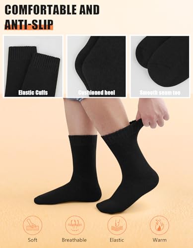 YADIFEN 5 Pairs Merino Wool Socks for Men Winter Cold Weather Extra Warm | Thermal Super Thick Hiking Sock Cozy Size 7-13 13-15