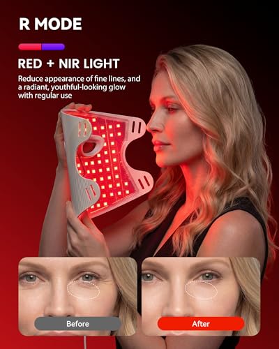 MICEYLIVE Red Light Therapy Mask for Face Licensed by Health Canada | 460–850nm LED Face Mask with 3 Light Modes, 2000mAh Remote, 10–30 Min Timer, Skin-Friendly Silicone At-Home Skincare Device