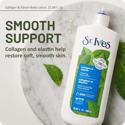 St. Ives Renewing Body Lotion dry skin moisturizer for beautiful, supple skin Collagen Elastin made with 100% naturally sourced moisturizers 600 mL