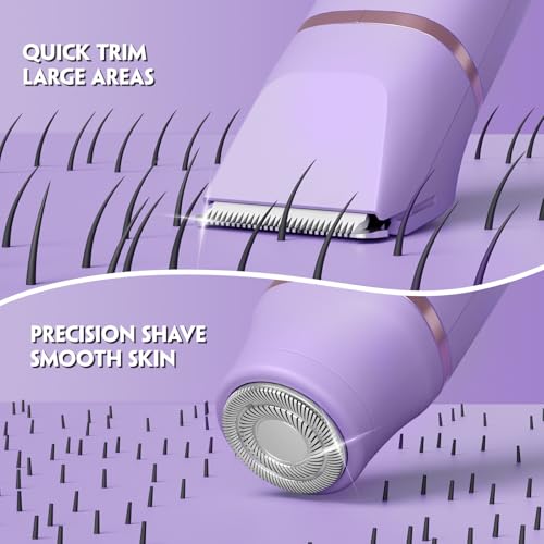 Electric Bikini Trimmer for Women - Tiovara Painless Electric Shaver,Cordless Electric Razors IPX7 Waterproof Pubic Hair Removal with USB Charge Dock for Bikini Underarm Leg Arm Body Face Silk Skin