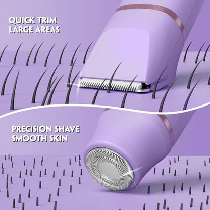 Electric Bikini Trimmer for Women - Tiovara Painless Electric Shaver,Cordless Electric Razors IPX7 Waterproof Pubic Hair Removal with USB Charge Dock for Bikini Underarm Leg Arm Body Face Silk Skin