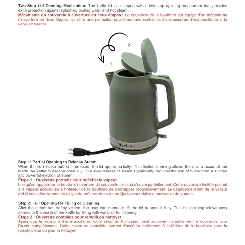 Starfrit Electric Kettle, 1.7L, 1500W, Auto Shut-Off, Sage