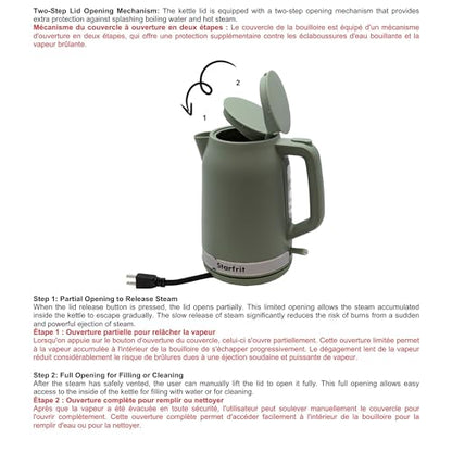 Starfrit Electric Kettle, 1.7L, 1500W, Auto Shut-Off, Sage